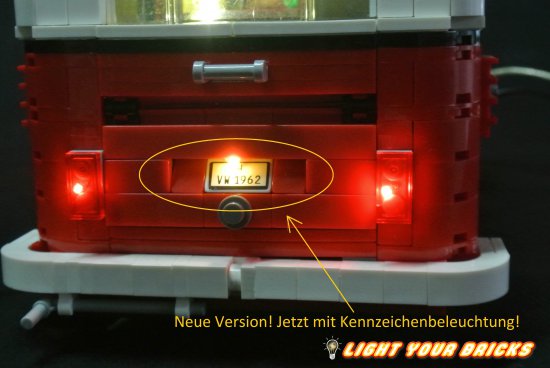 LED Light Kit für Lego Volkswagen T1 Campingbus VW Bus (10220) Bulli - mit Kennzeichenbeleuchtung!